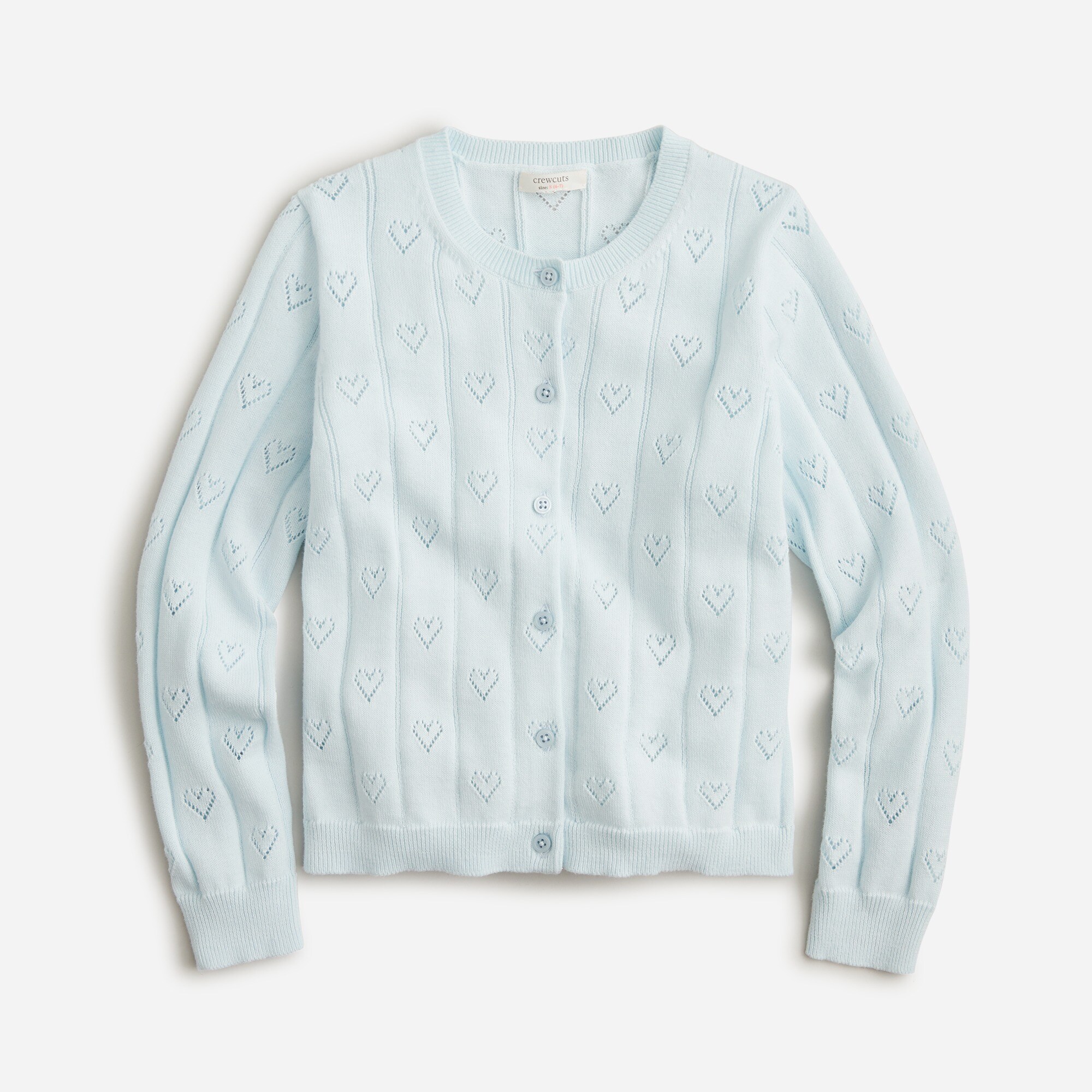  Girls&apos; heart pointelle cardigan sweater