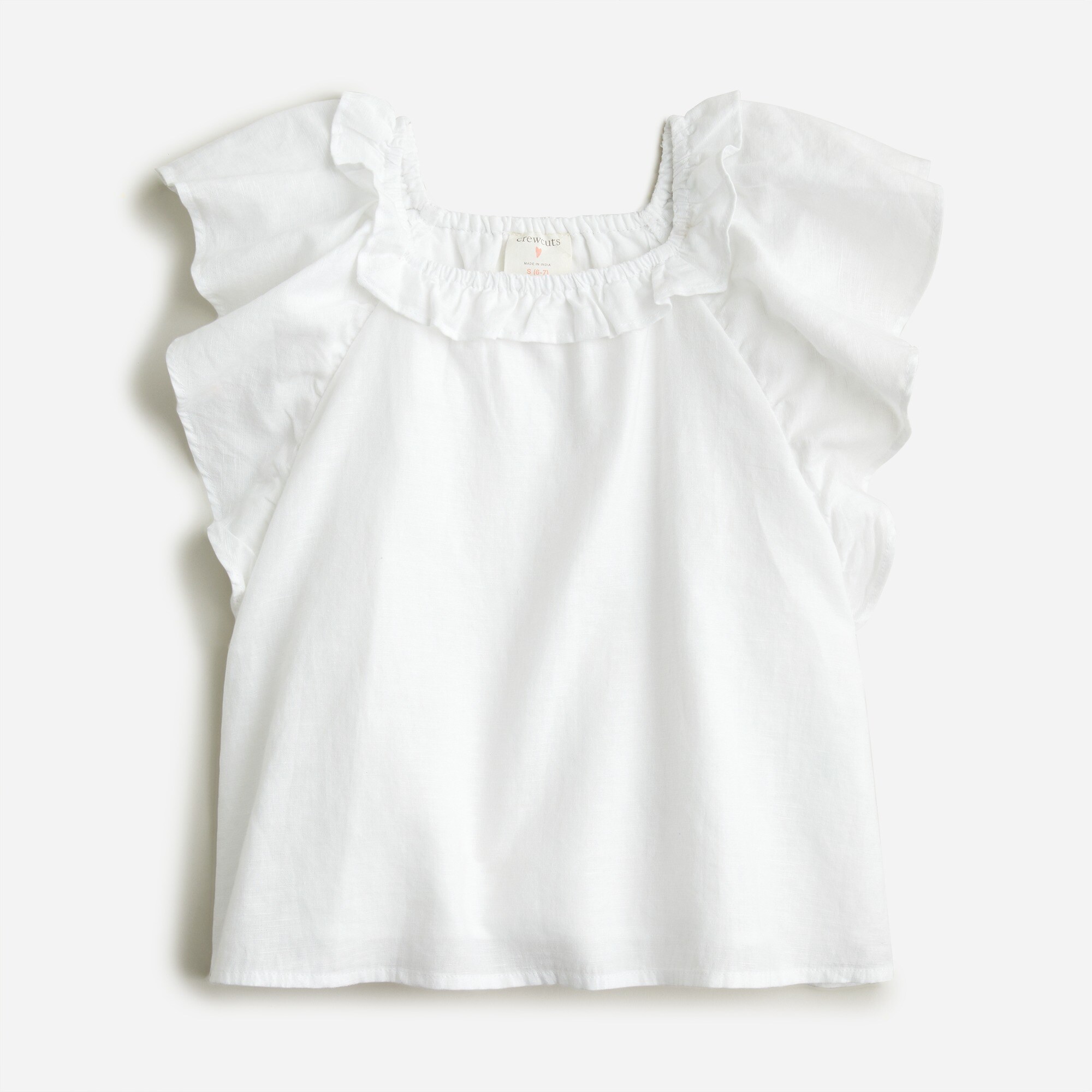 girls Girls&apos; linen flutter-sleeve top