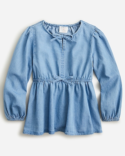  Girls&apos; tie-front top in chambray