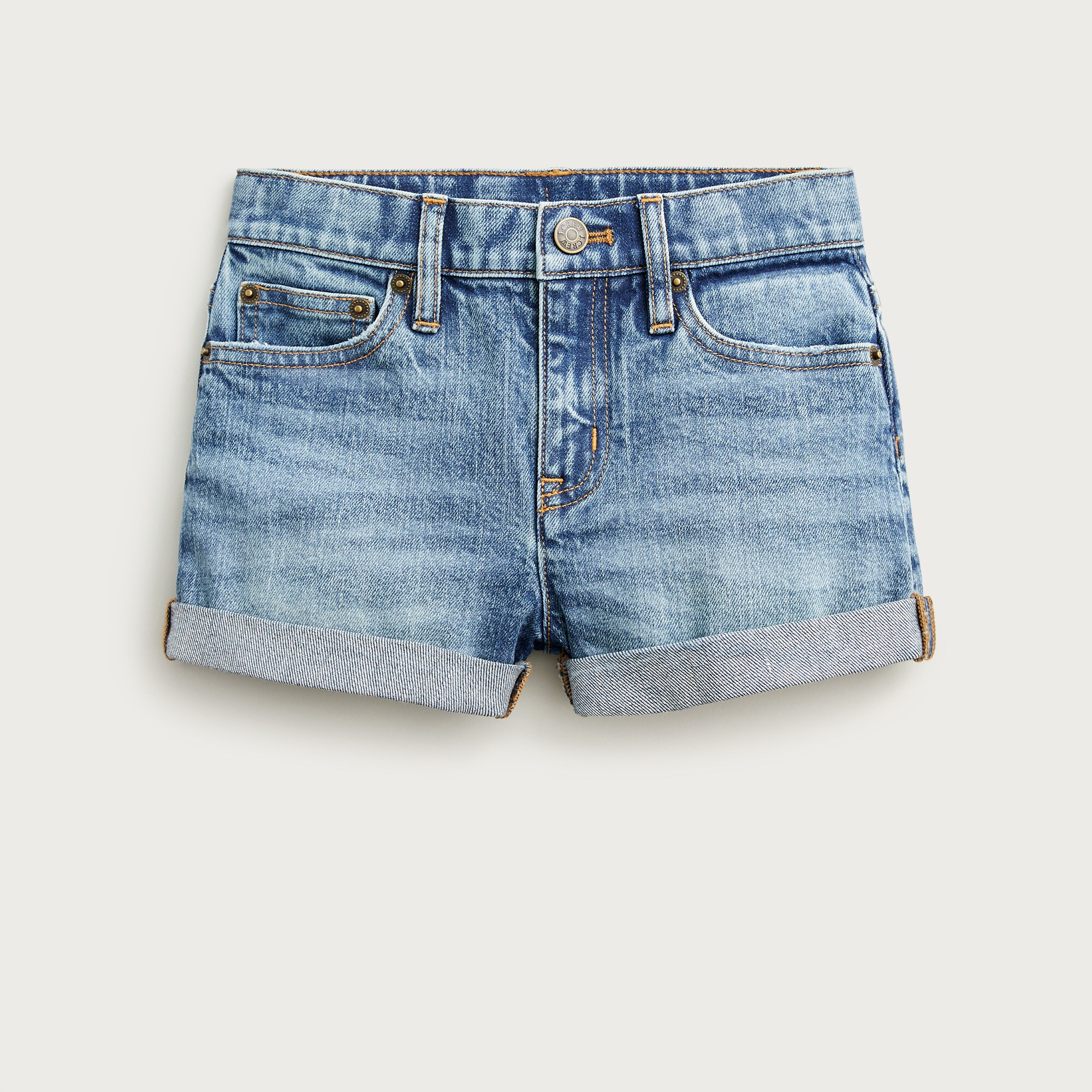 Girls' cuffed denim short in island wash