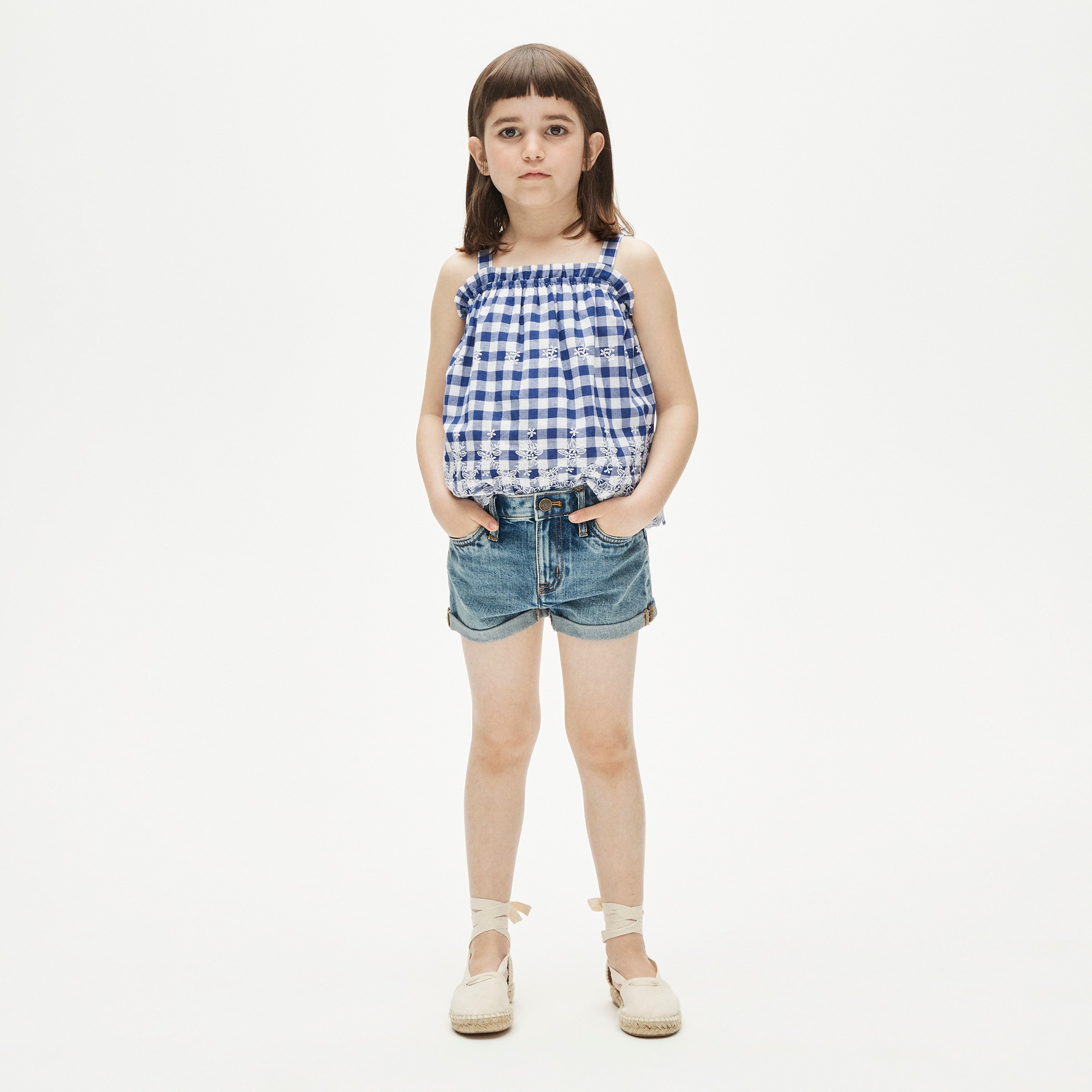 Girls' cuffed denim short in island wash
