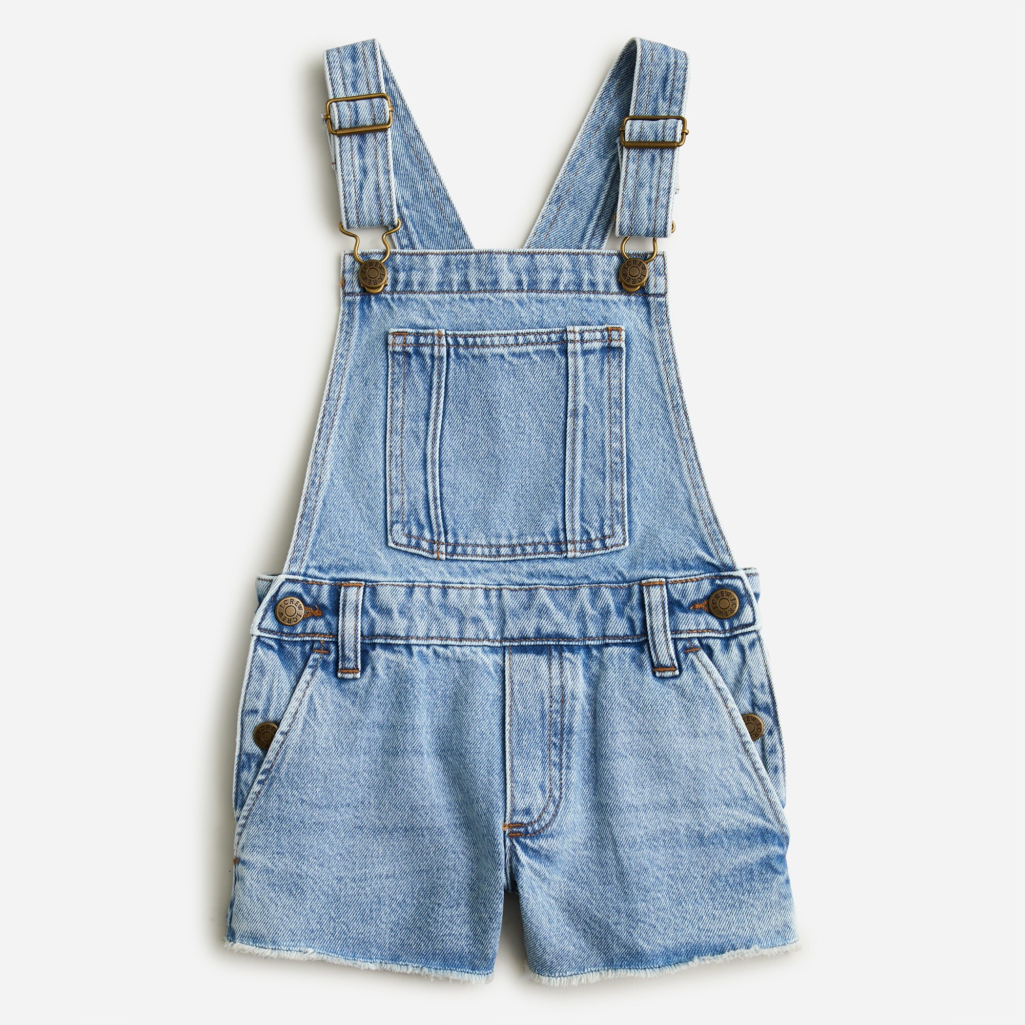 girls Girls&apos; short denim overalls in harbor wash