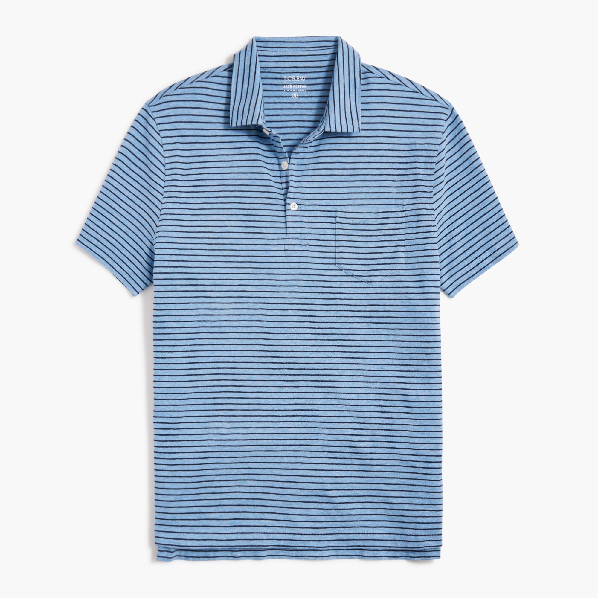 striped slub jersey pocket polo shirt for men