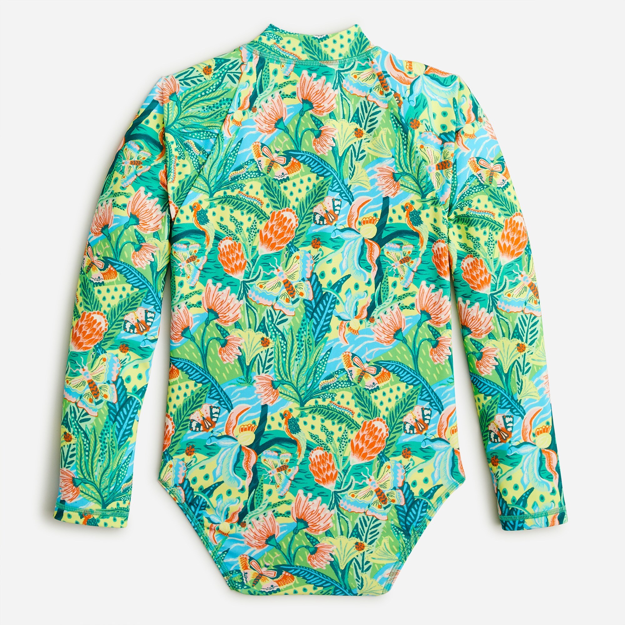 Girls&apos; printed rash guard one-piece with UPF 50+