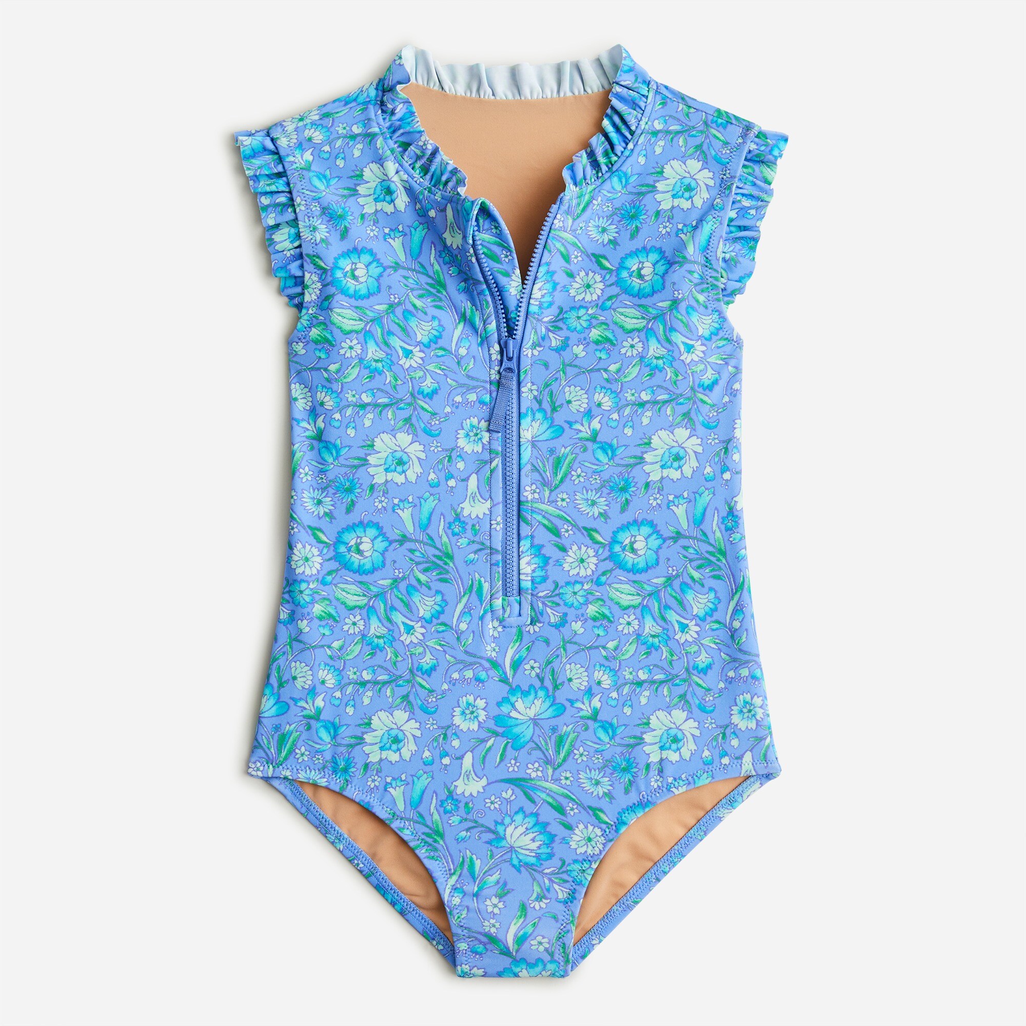 girls Girls zip-up one-piece swimsuit with UPF 50+