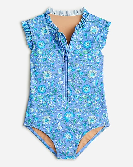 girls Girls zip-up one-piece swimsuit with UPF 50+