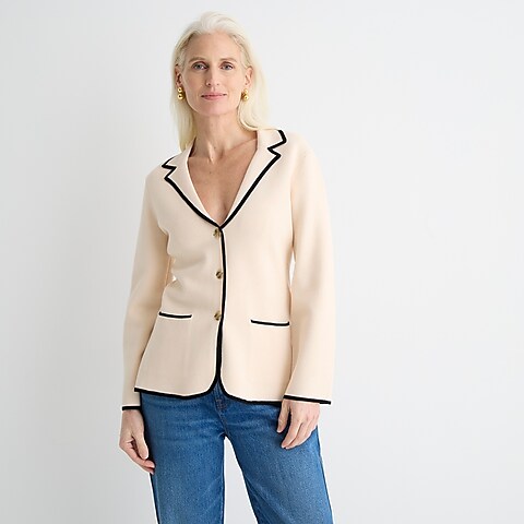 womens Contrast-trim waisted sweater-blazer