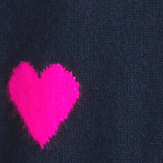 Cropped cashmere crewneck sweater in heart print NAVY NEON FUCHSIA j.crew: cropped cashmere crewneck sweater in heart print for women
