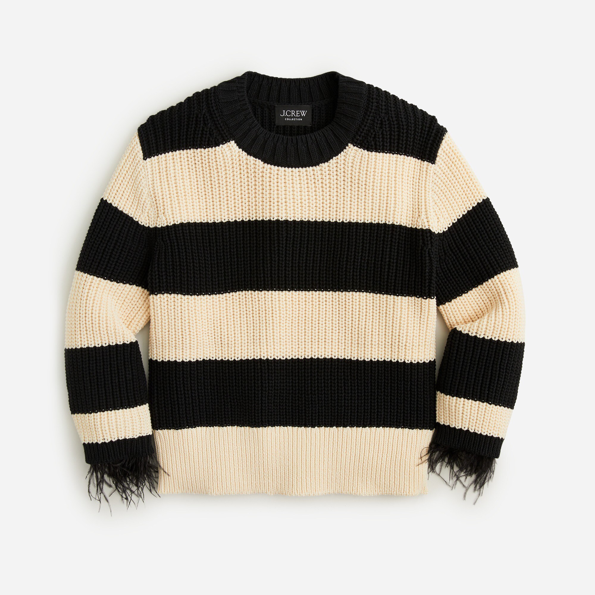 Collection feather-trim crewneck sweater