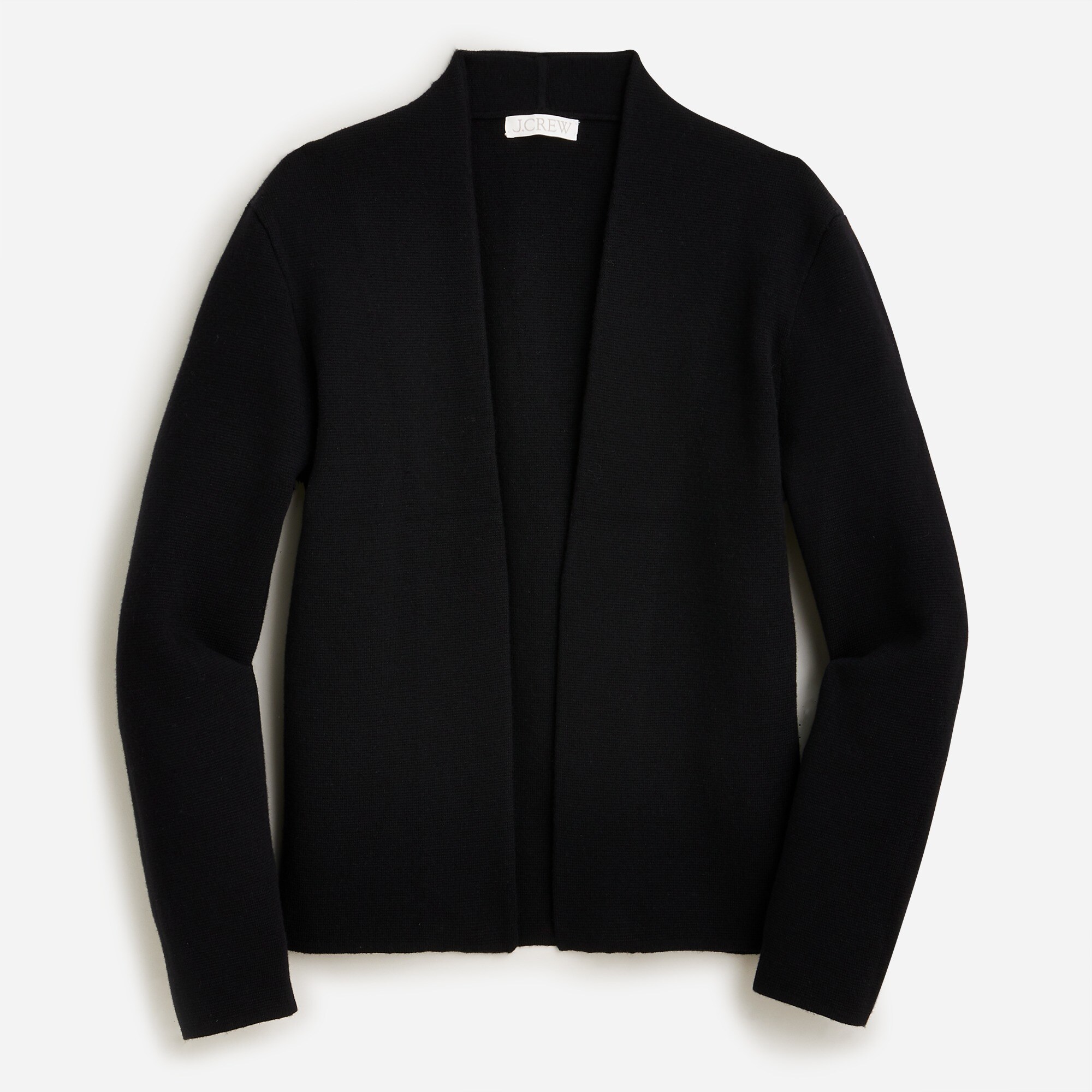 Collarless cropped sweater-blazer