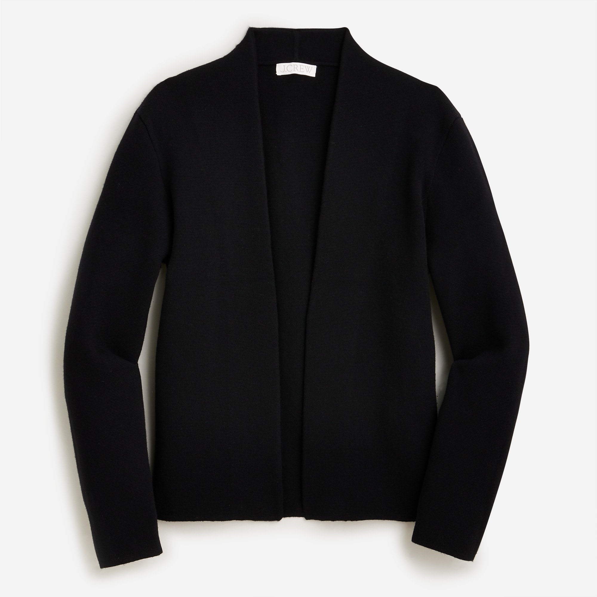 Collarless cropped sweater-blazer
