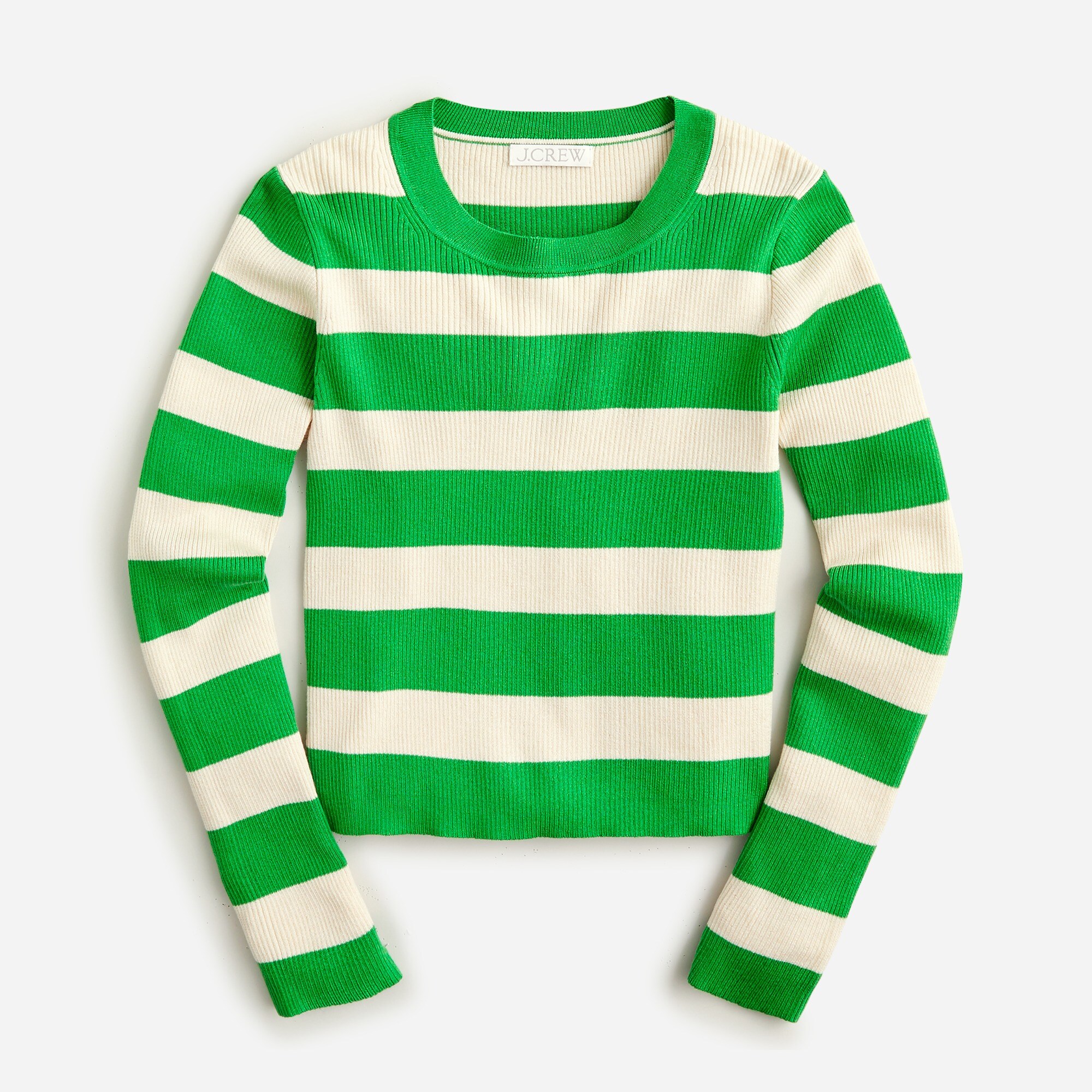Ribbed crewneck sweater in stripe