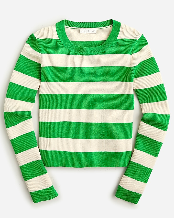 j.crew: ribbed crewneck sweater in stripe for women, right side, view zoomed