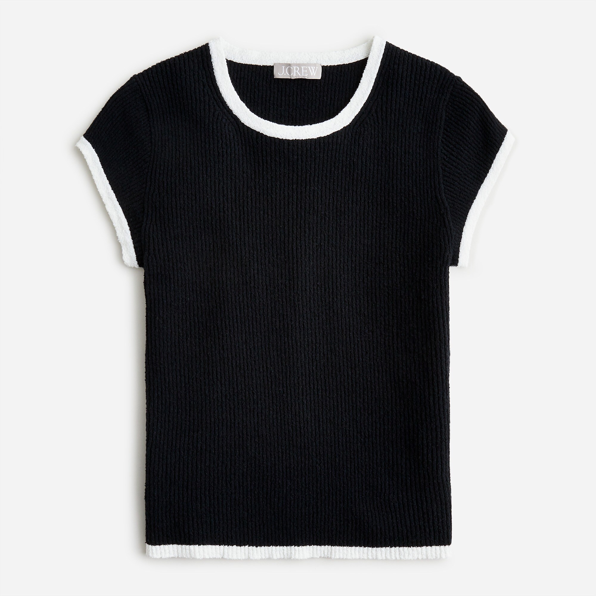 Cropped cap-sleeve sweater T-shirt