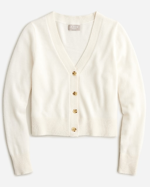 womens Cashmere cropped V-neck cardigan sweater