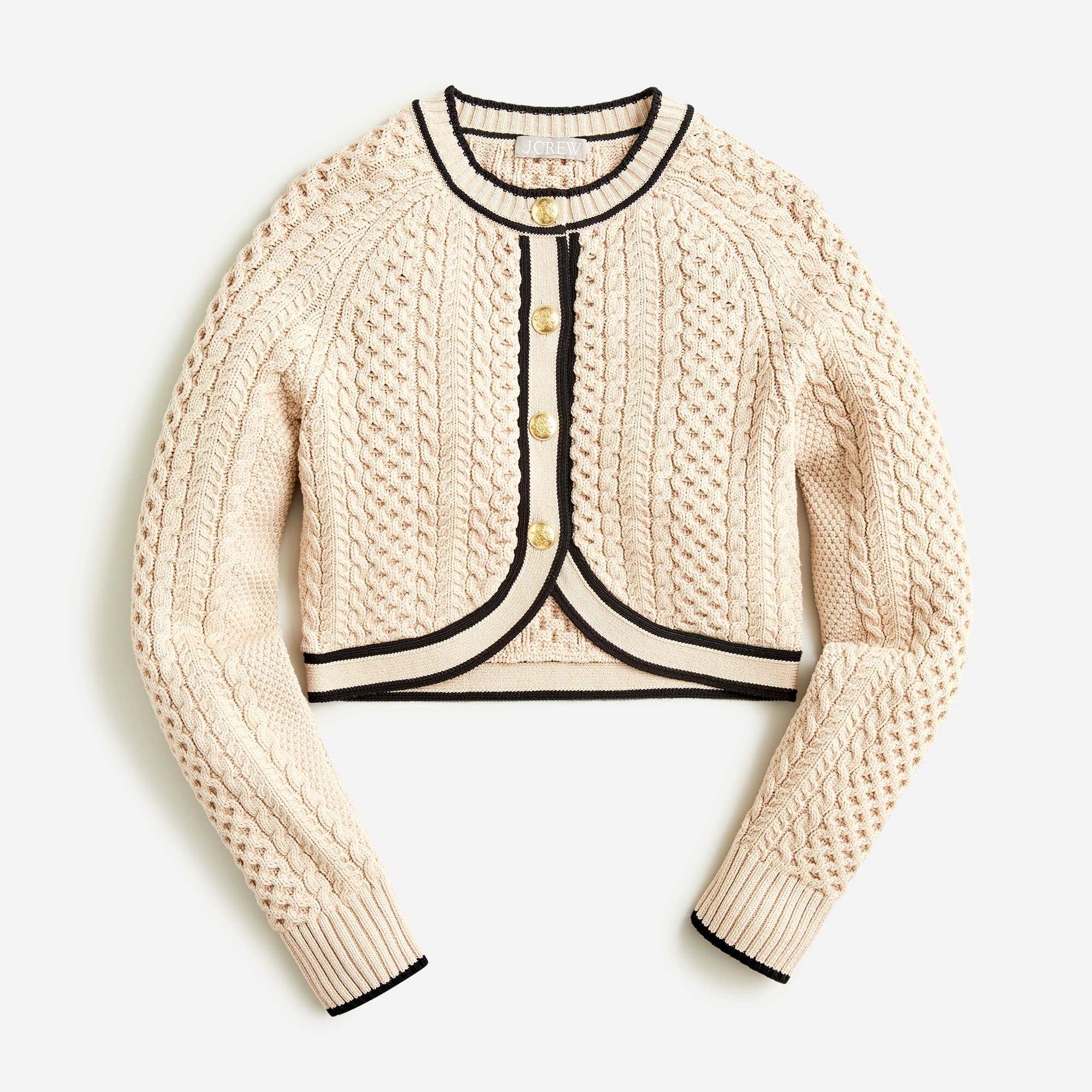 Cropped cable-knit sweater lady jacket