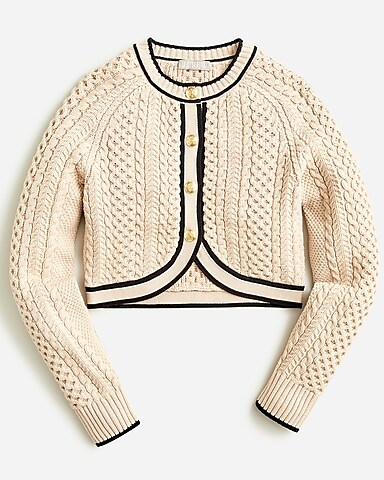 Cropped cable-knit sweater lady jacket