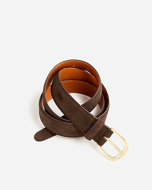 mens Italian suede and leather round-buckle dress belt