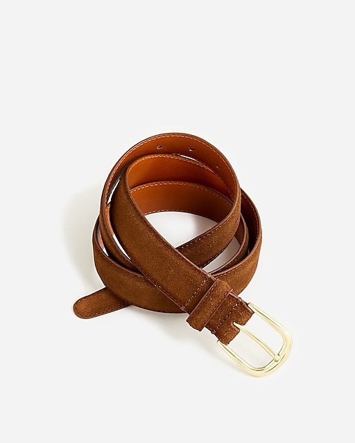 Italian suede and leather round-buckle dress belt