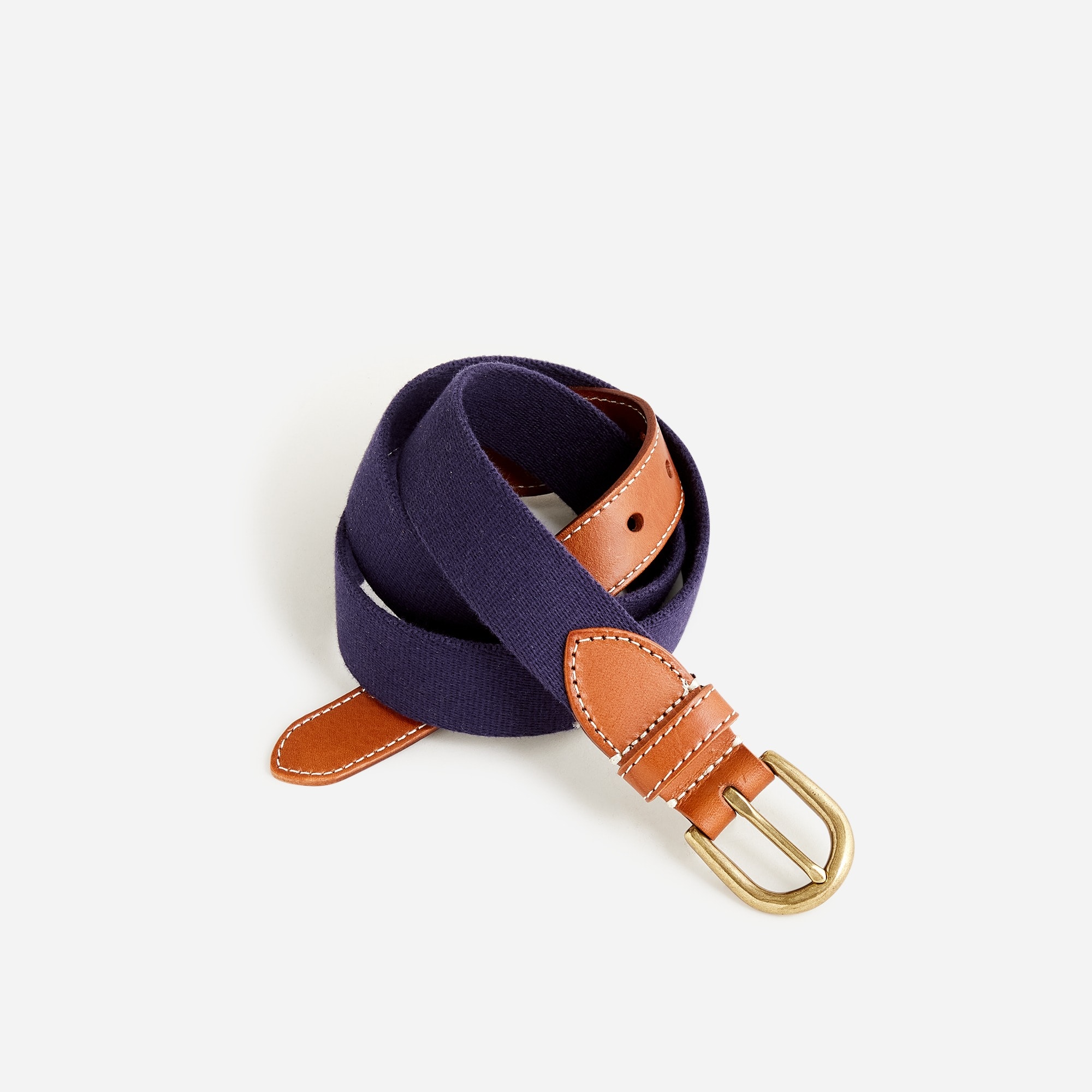 mens Webbed belt with brass buckle