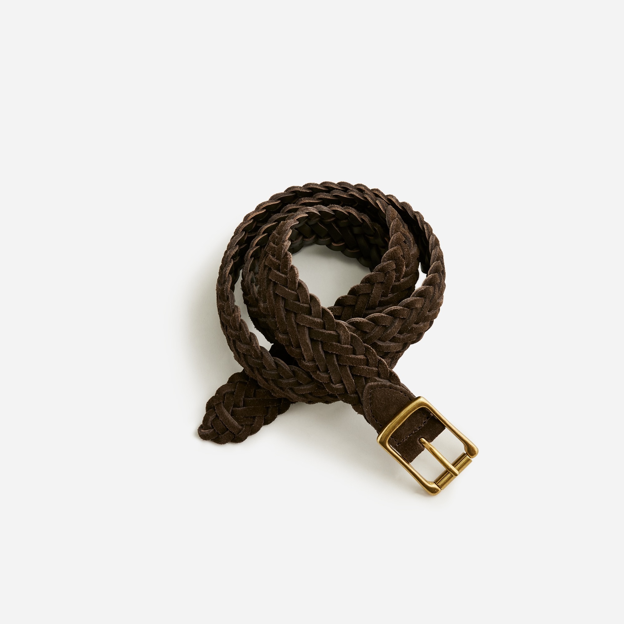 Italian braided-suede roller-buckle belt