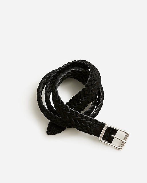 mens Italian braided-suede roller-buckle belt