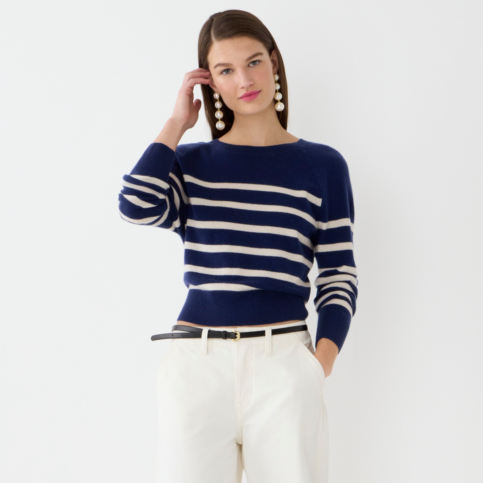 J.Crew Cashmere Relaxed Sweatshirt In Stripe For Women