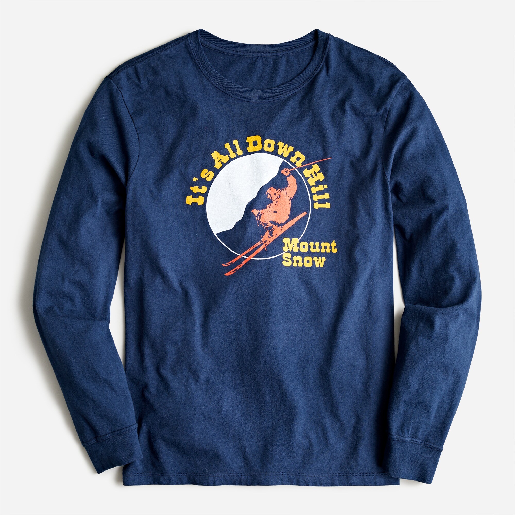 Mount Snow X J.Crew made-in-the-USA long-sleeve "It's All Downhill" graphic T-shirt