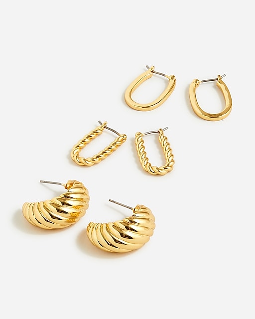 womens Sculptural gold earrings set-of-three