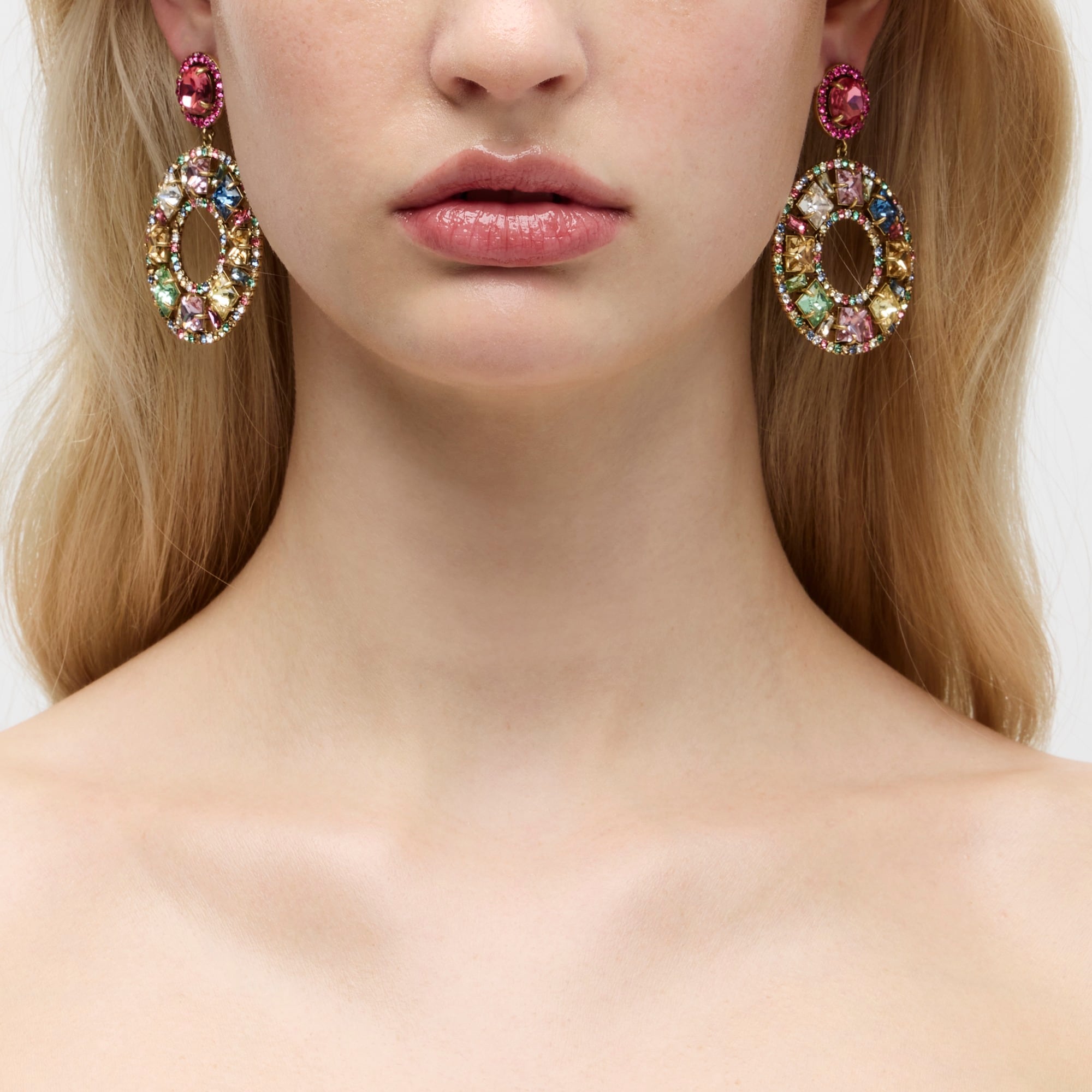 womens Rainbow crystal cocktail earrings