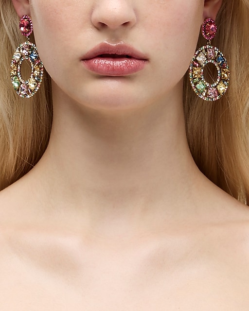 womens Rainbow crystal cocktail earrings