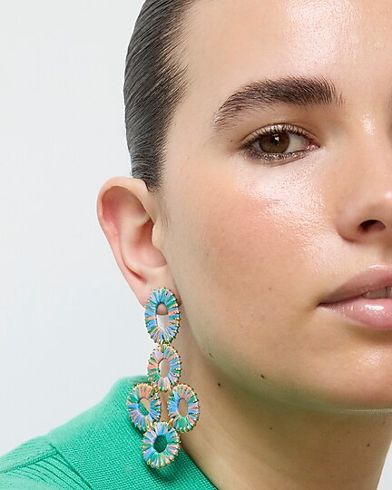 womens Raffia-wrapped disc earrings