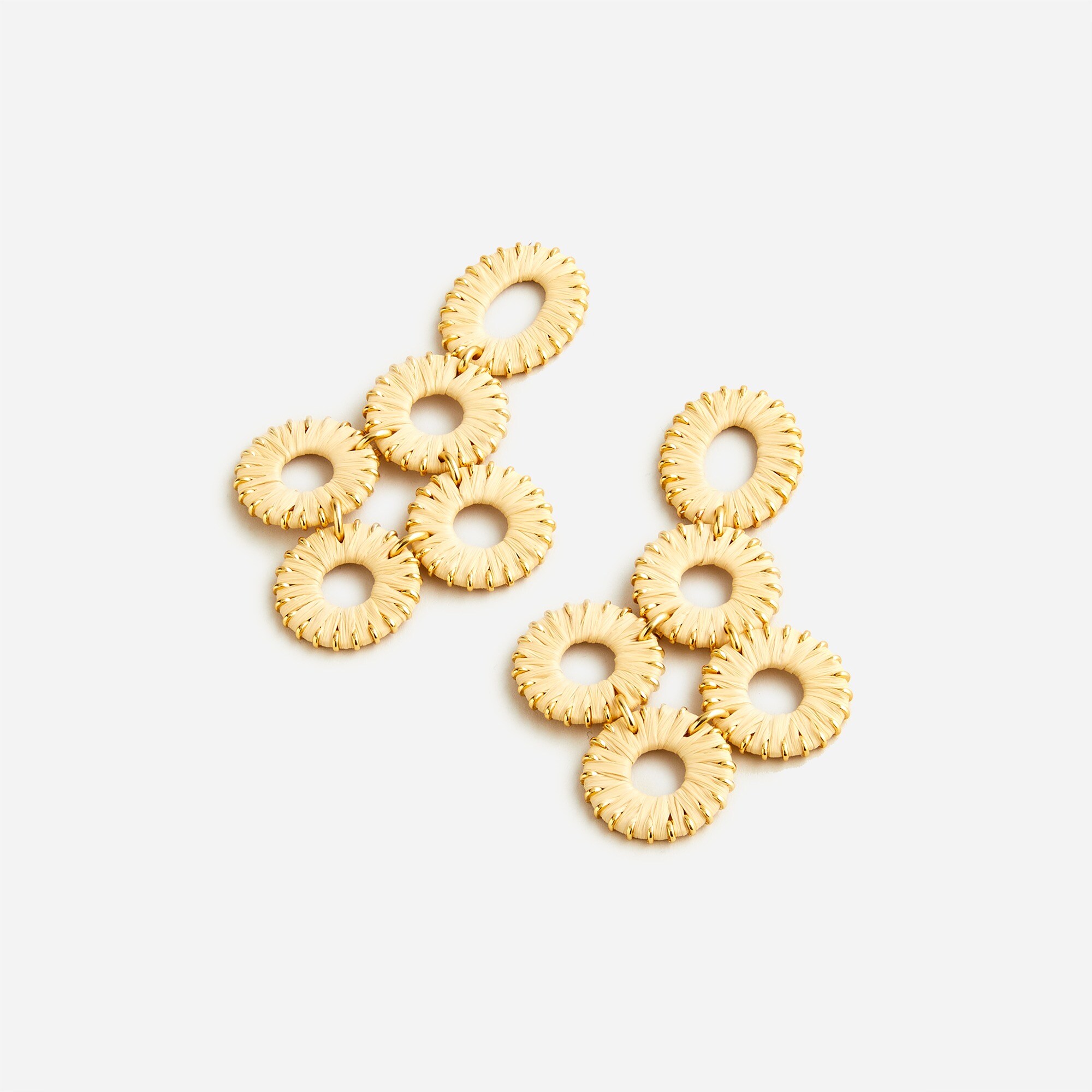 Faux-raffia-wrapped disc earrings