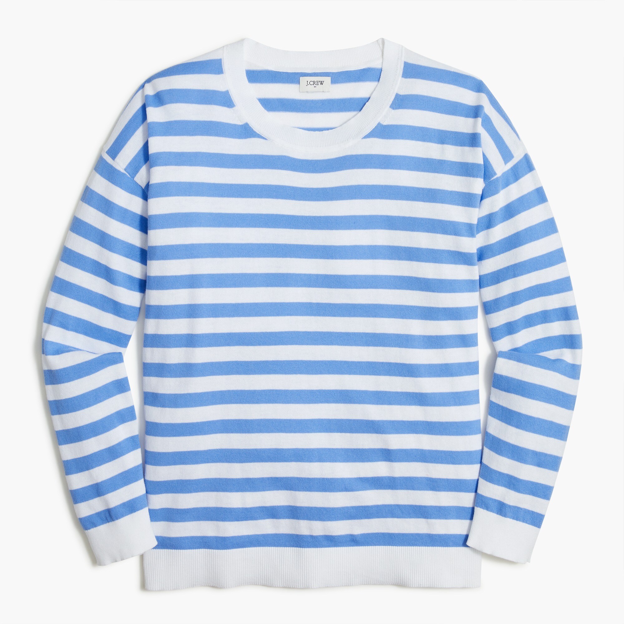 Striped crewneck sweater with drop shoulder