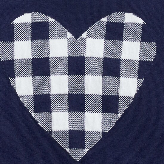 Cotton Teddie sweater GINGHAM HEART
