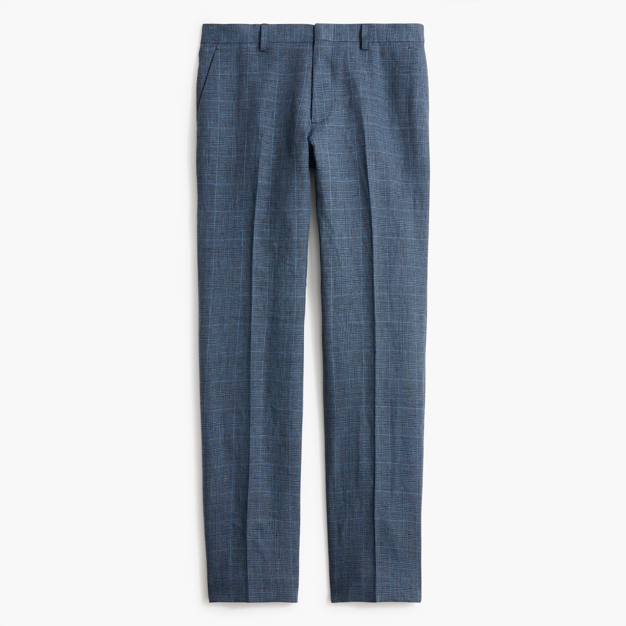 plaid slim-fit suit pant in linen for men