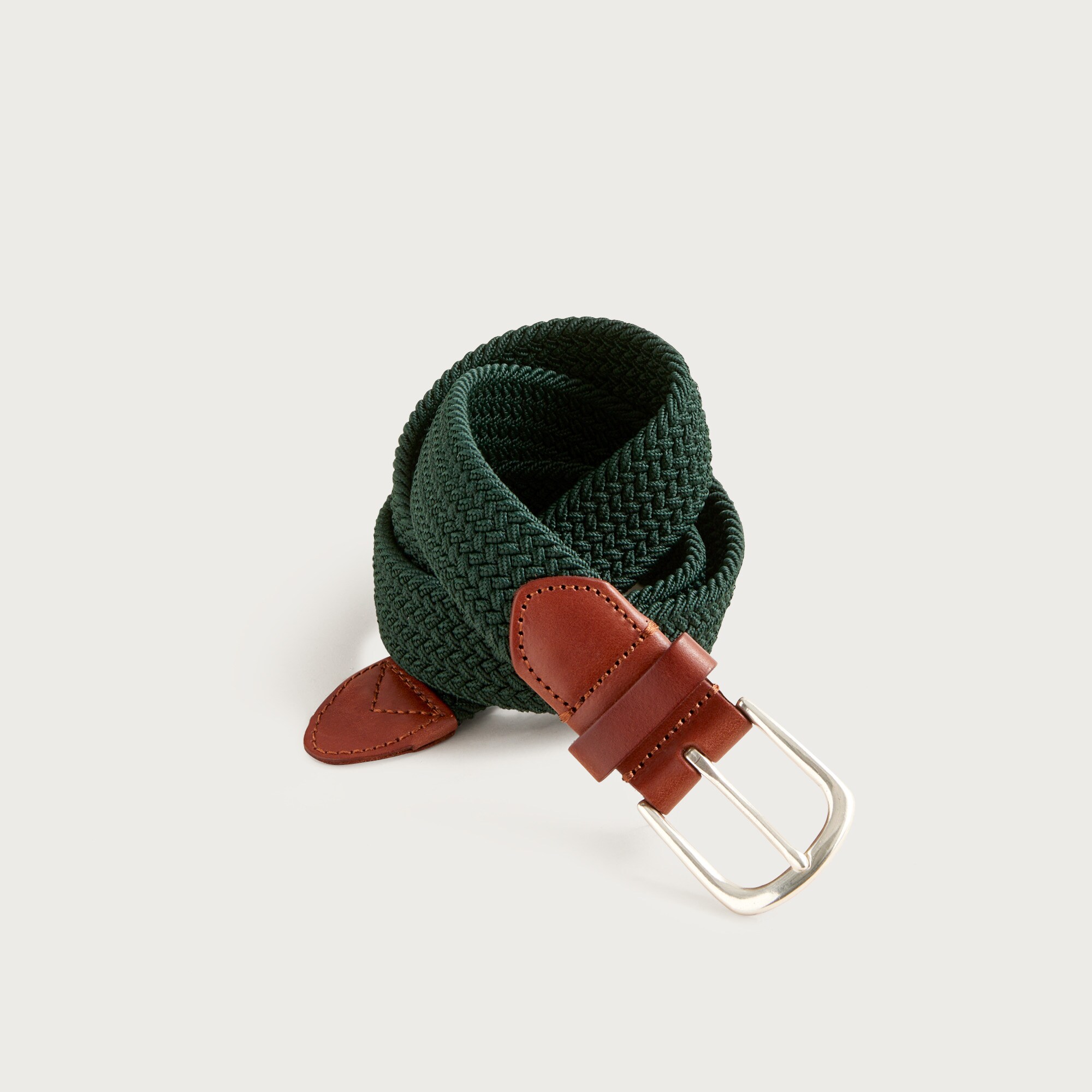 mens Woven elastic belt with round buckle