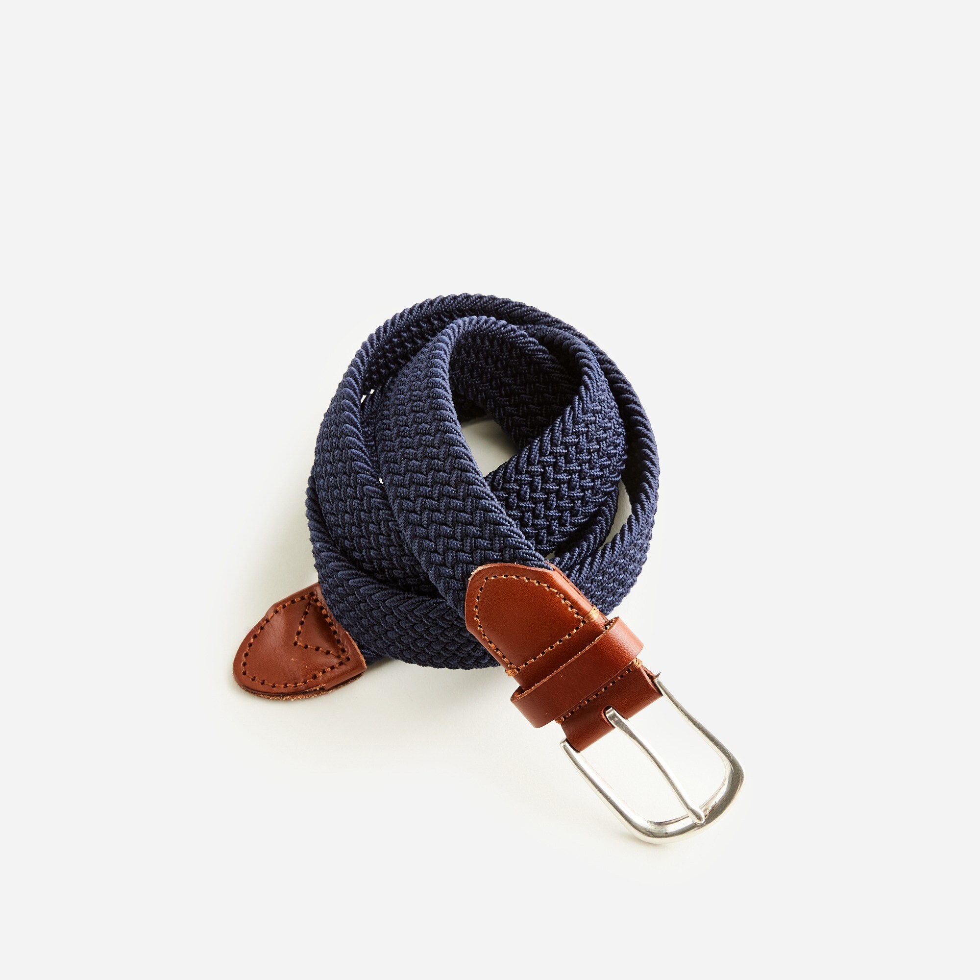 mens Woven elastic belt with round buckle