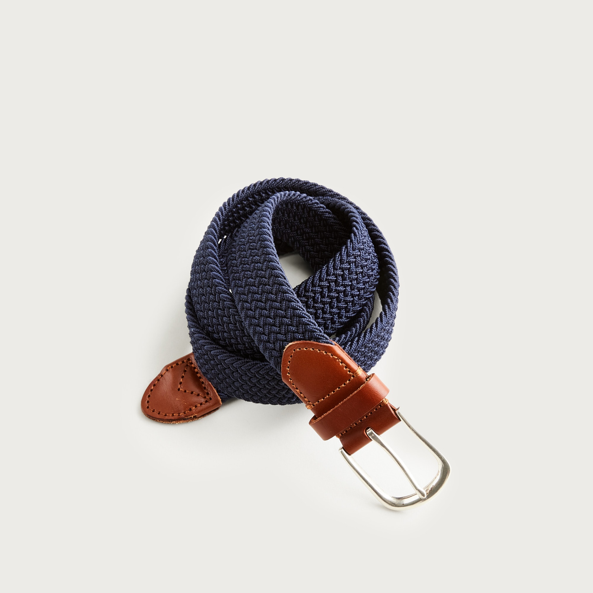 Woven Elastic Belt With Round Buckle For Men