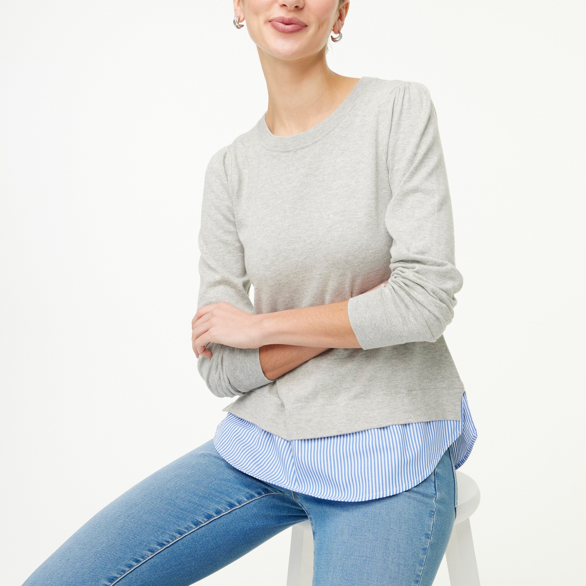 Woven sweater with split hem