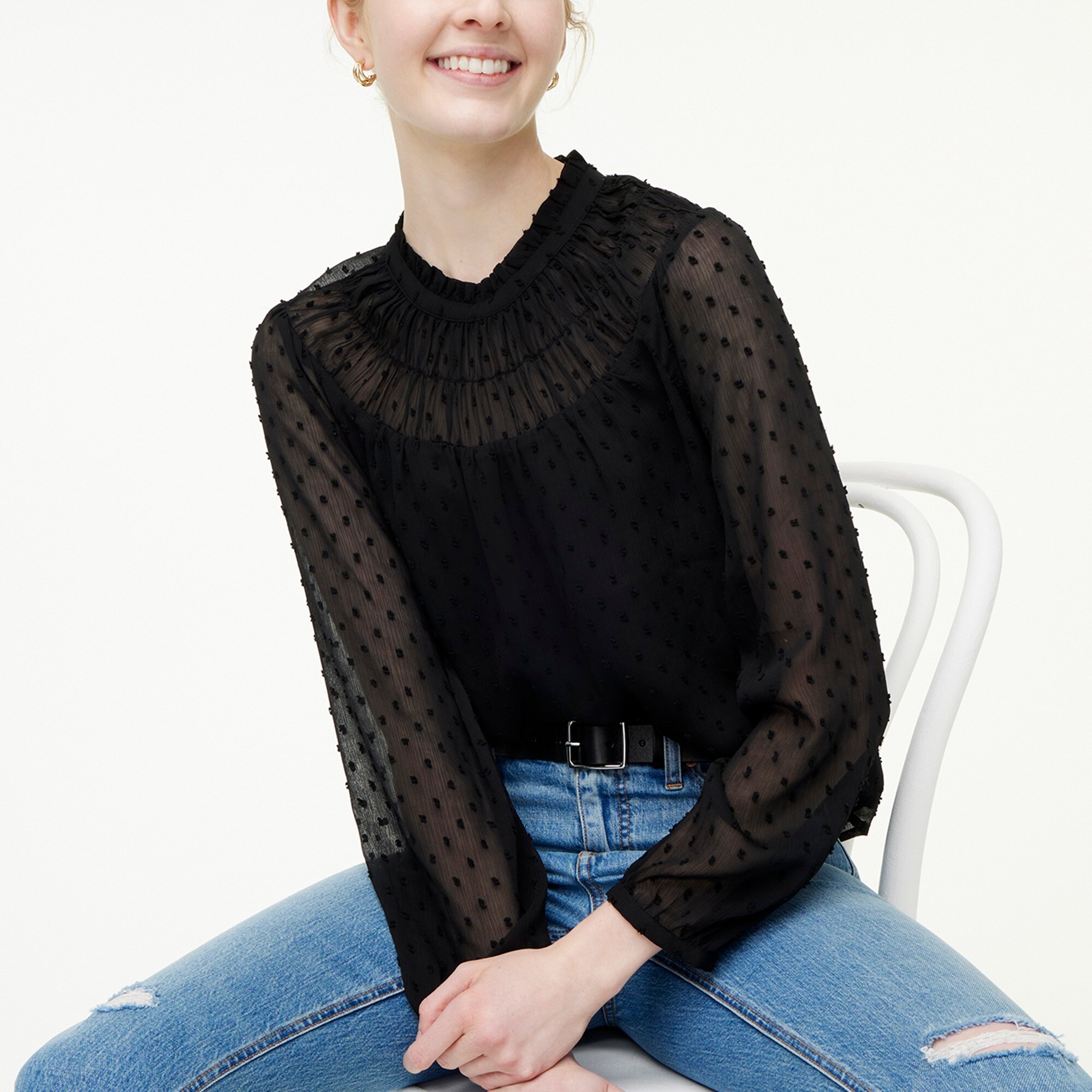 Clip-dot smocked top