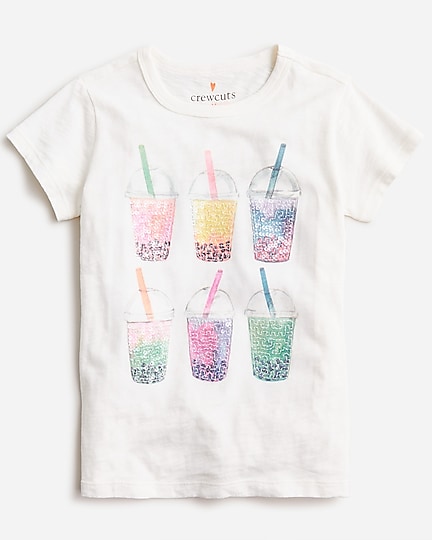  Girls&apos; sequin bubble tea graphic T-shirt