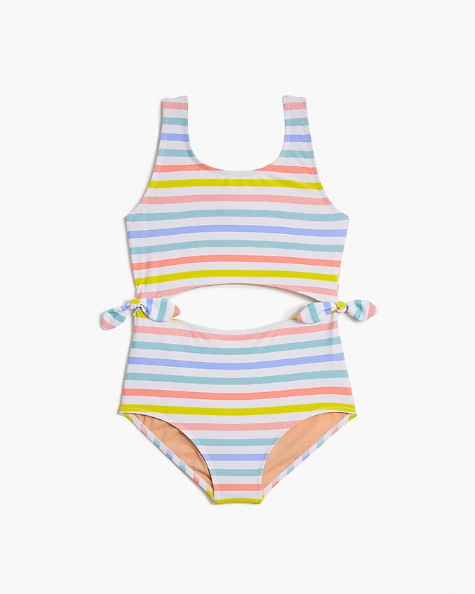factory: girls&apos; cutout one-piece swimsuit for girls, right side, view zoomed