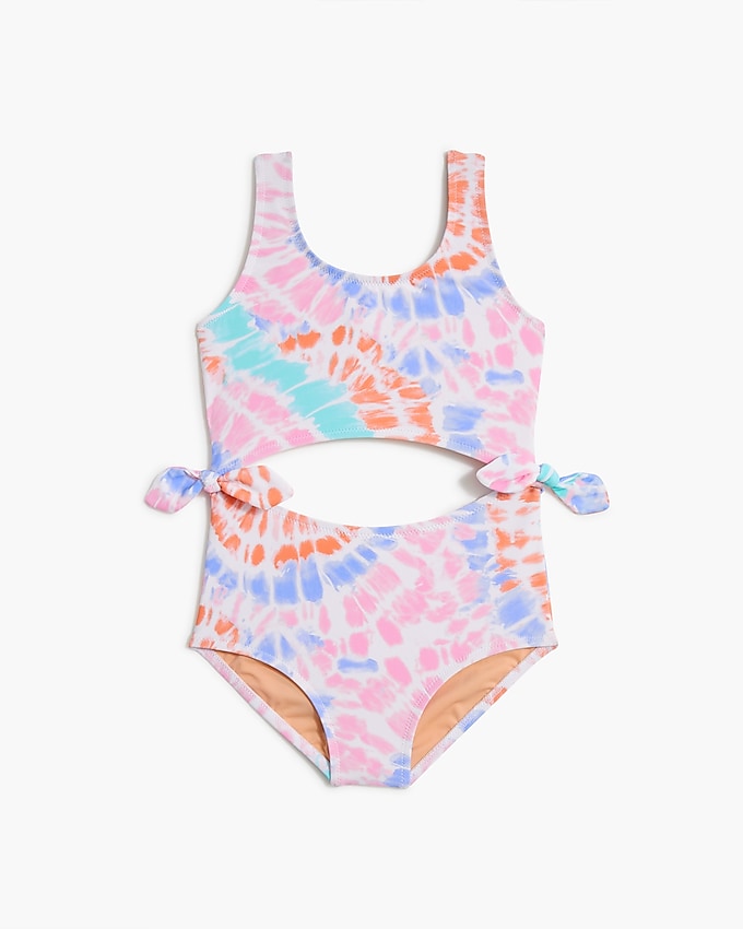 factory: girls&apos; tie-dye cutout one-piece swimsuit for girls, right side, view zoomed