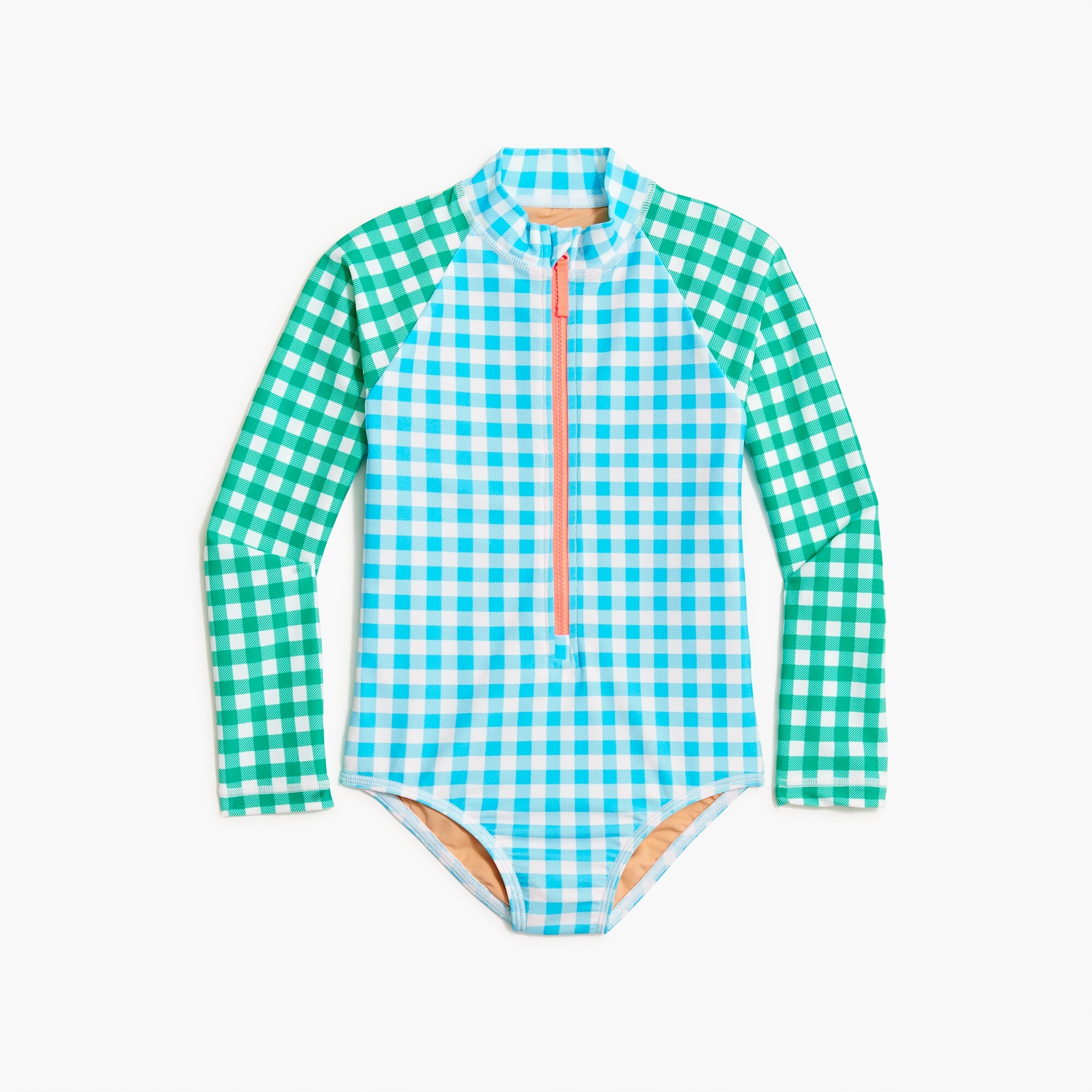 Girls' gingham rash guard