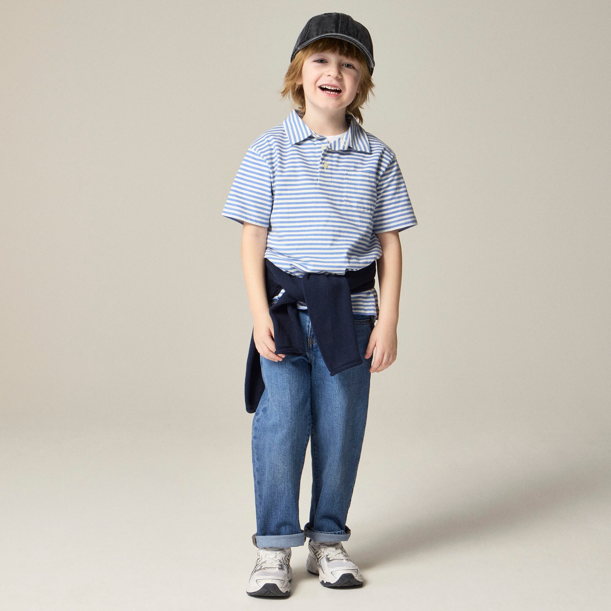 Kids' short-sleeve polo shirt in stripe