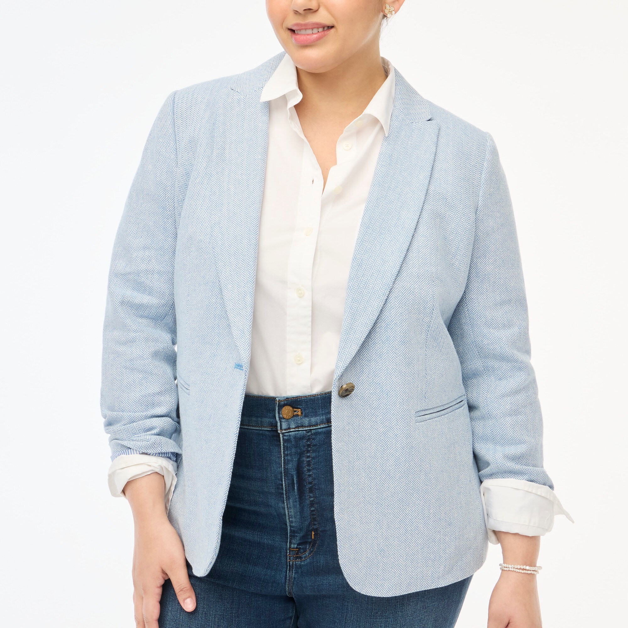 Herringbone one-button Holland blazer