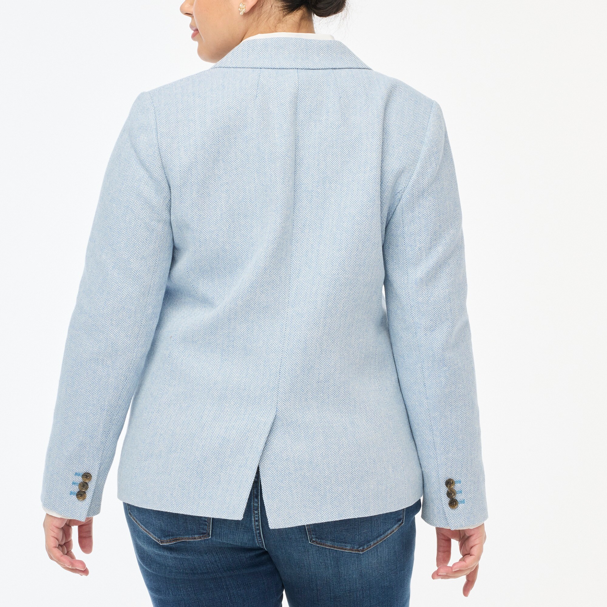 Herringbone one-button blazer