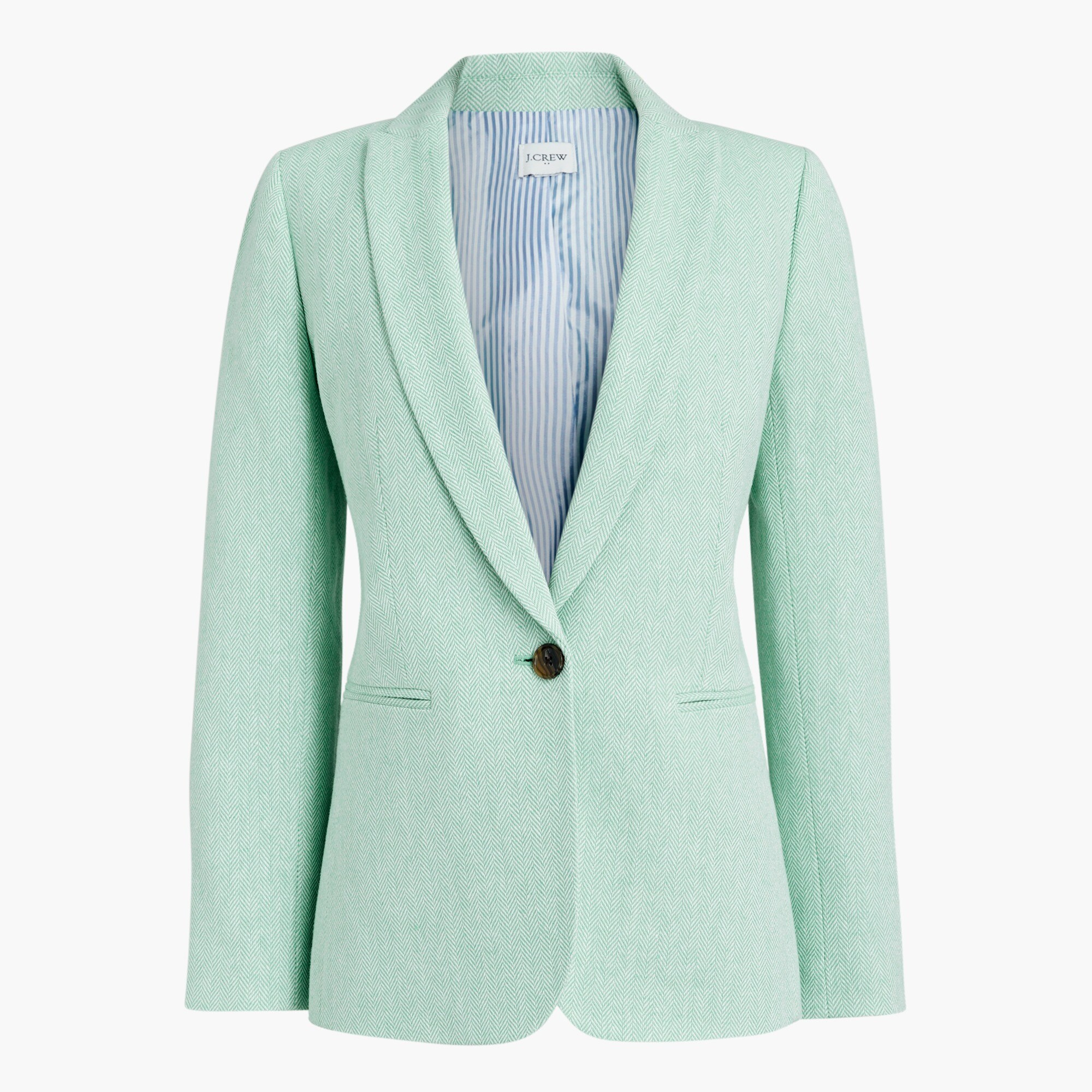 Herringbone one-button blazer