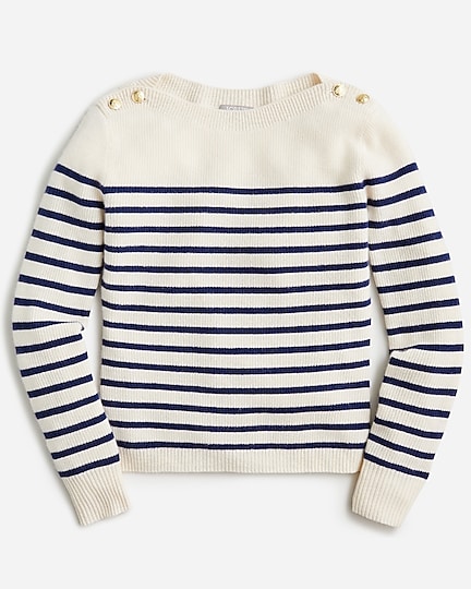 J.Crew: Cashmere Boatneck Pullover Sweater In Stripe For Women